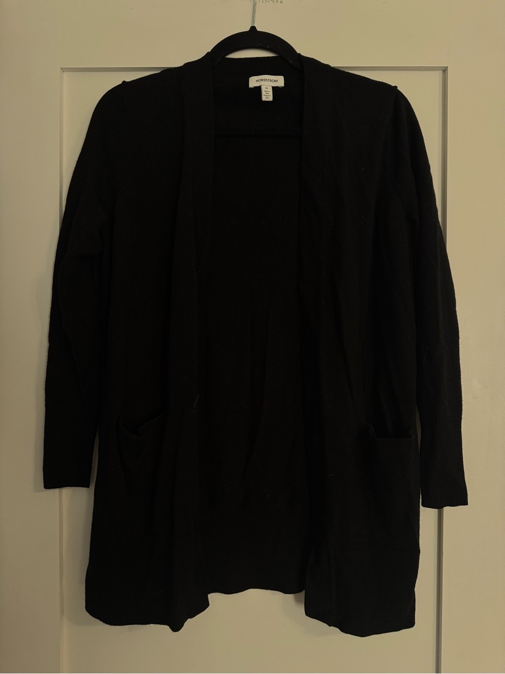 Nordstrom Black Open-Front Pocket Cardigan